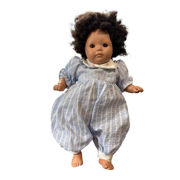 Dolls by Pauline Other - Pauline Bjonness-Jacobsen Doll Liza 11 "Soft Cloth, Blue White Romper Rare